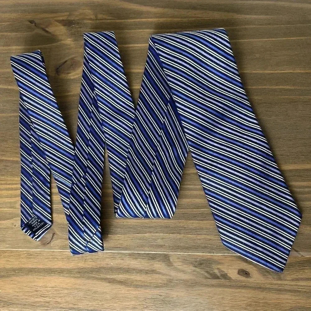 Nautica Blue Stripe Silk Neck Tie - Navy & Light Blue & White